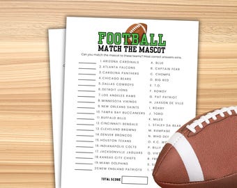 Football Match The Mascot Football Trivia Game Printable Football Party Game Football Games Football Quiz Sport Game Football Theme NFL Game