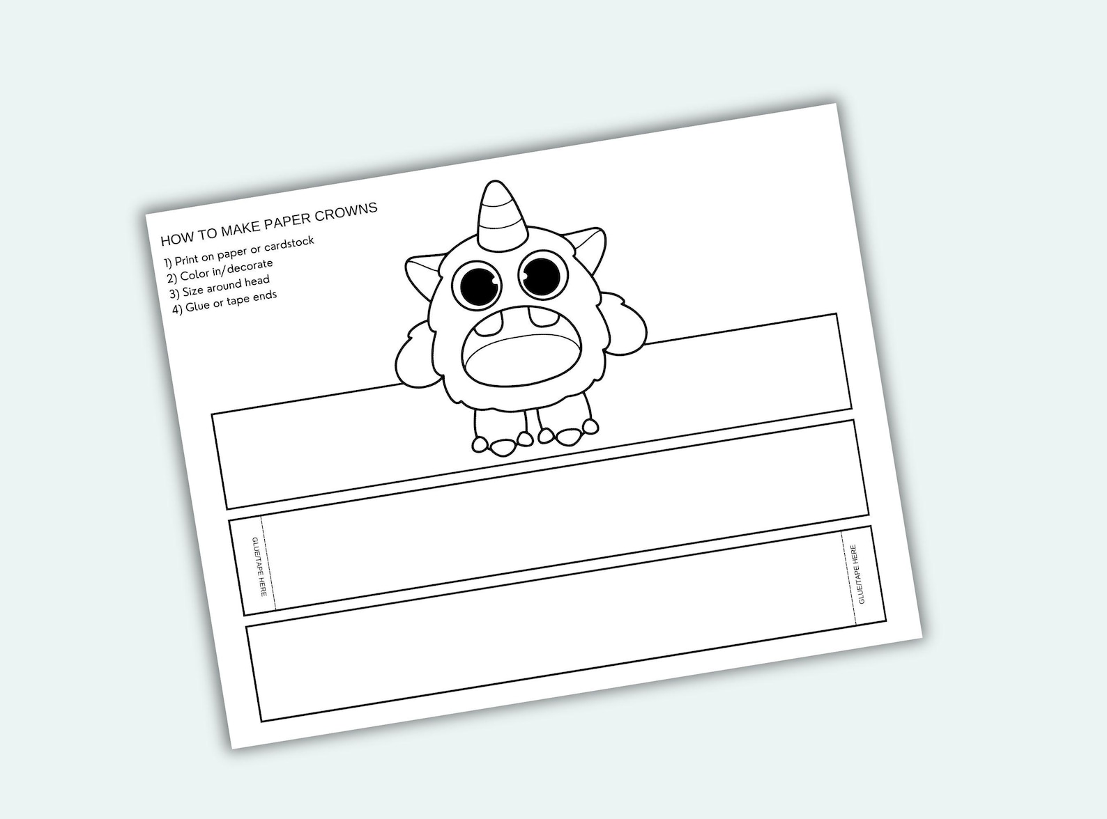 A Wide-Eyed Owl Black-and-white paper crown printable with an owl above the band.