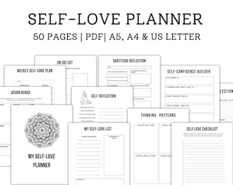 Self Love Journal Printable Self Love Planner Self Care Planner Self Love Printable Self Love Workbook Affirmation Journal Guided Journal