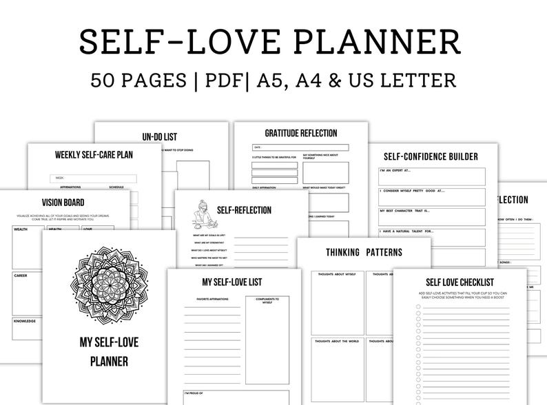 Self Love Journal Printable Self Love Planner Self Care Planner Self ...