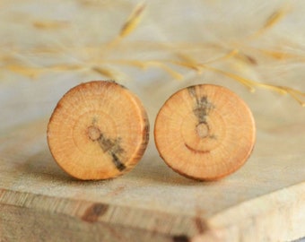 Natural Raw Edge Stud Earrings made from BC Wood