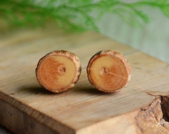 Natural Raw Edge Stud Earrings made from BC Wood