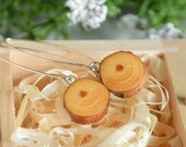 Long pine wood earrings, Wooden dangle earrings, Natural wood and sterling silver jewelry, Natural gift for her, Free spirit