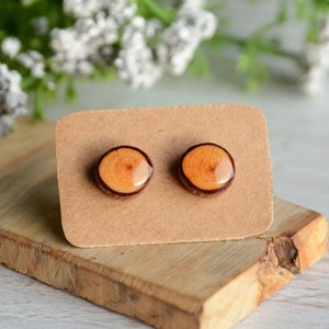 Unisex wood ear studs made of reclaimed timber, reclaimed twig earrings, woodland gift, nature lovers woody stocking stuffer image 1