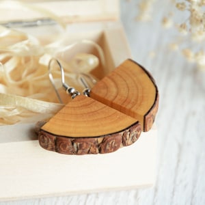 Wooden triangle earrings, Wooden triangle earrings, Woodland jewelry for forest lover, Unique wooden jewelry, Wooden quarters