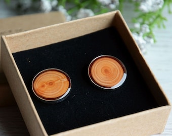 Large reclaimed wood earrings in sterling silver, Statement forest jewelry made by nature