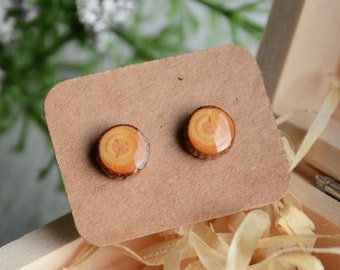 Natural wooden earrings made from reclaimed pine wood and sterling silver, Woodland gifts for forest lovers, Jewelry from woods