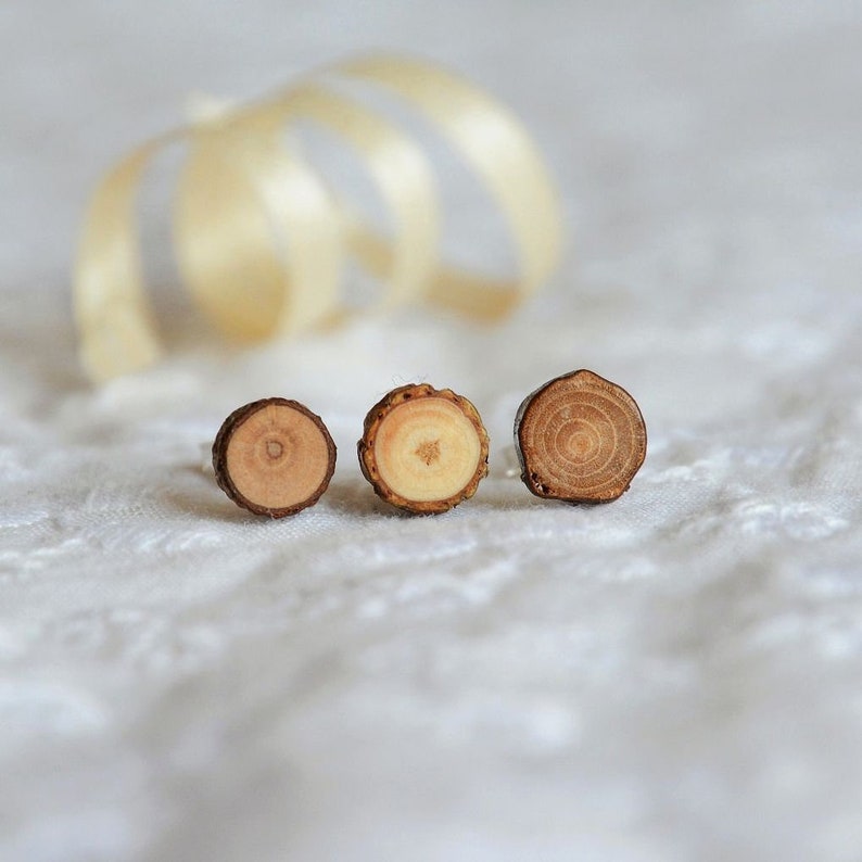 Mens stud earring, one singular earring for men, men wood post stud earing, wooden stud for men, simple mens jewelry, guy earring, mens gift Set of 3 earrings