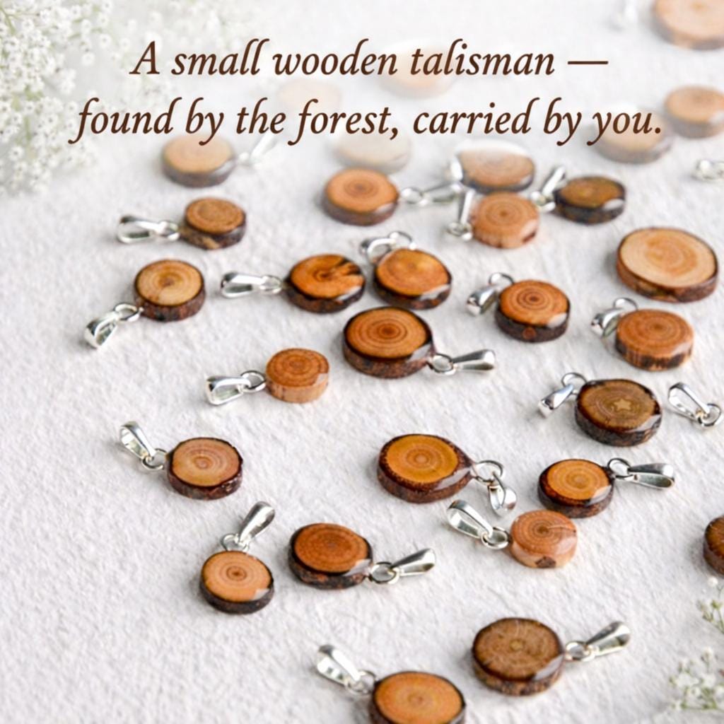 Wood Talisman Pendant, Wooden Amulet Lucky Charm, Forest Found Necklace ...