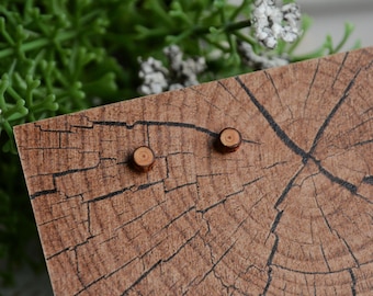 Miniature ear studs, Twig stud earrings, Wood men earrings, Nature minimalist wooden jewelry