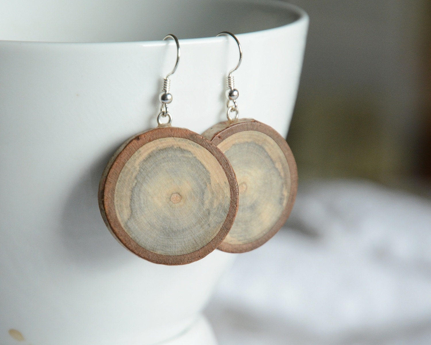 Large wooden earrings earthy wood dangle earrings natural