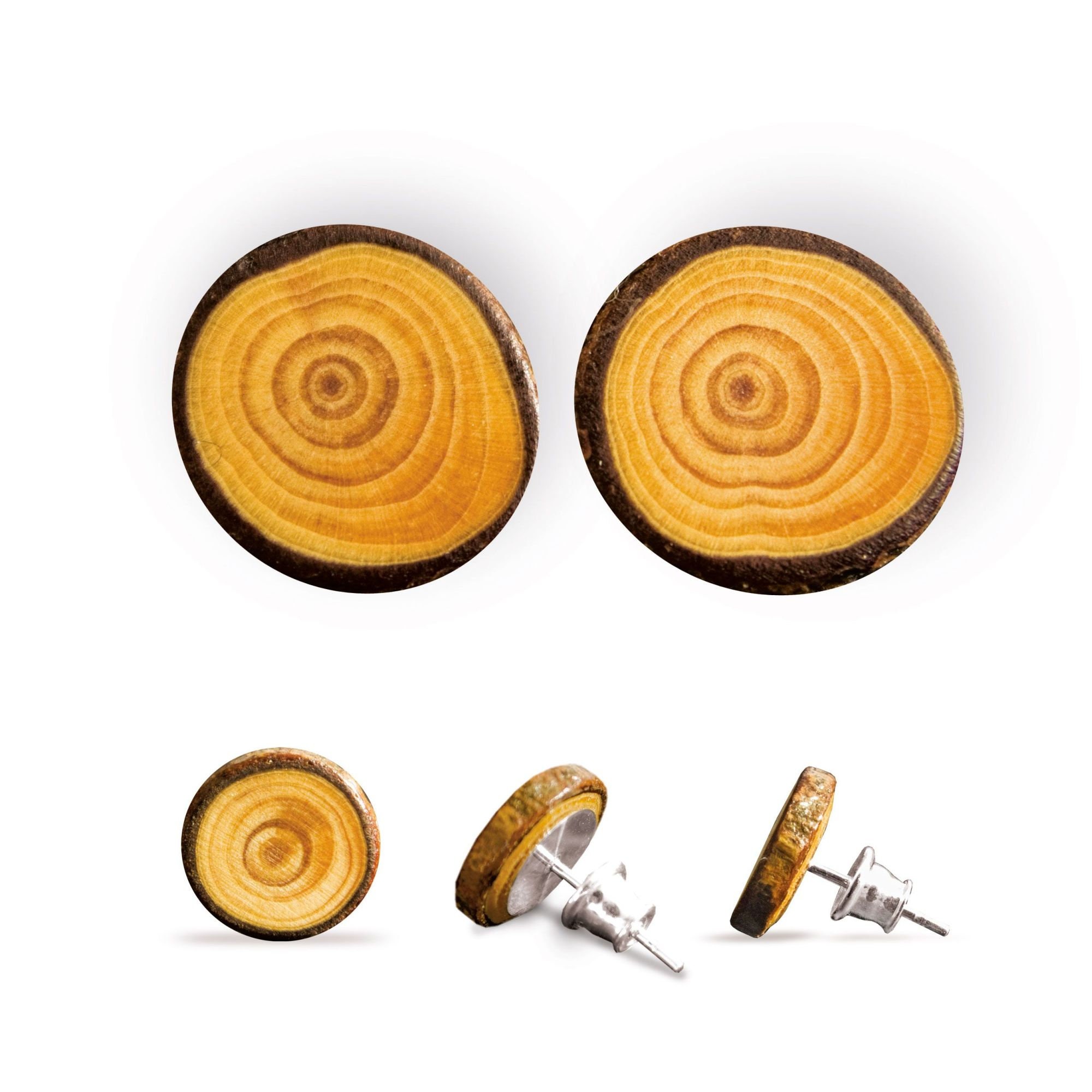 Minimalist and raw mens earring, wooden post earrings, men earrings, …