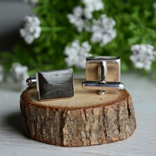 Black rectangular cuff links, Black oak cufflinks, Wooden accessories for elegant men, Forester gift, Anniversary gifts outlets for him