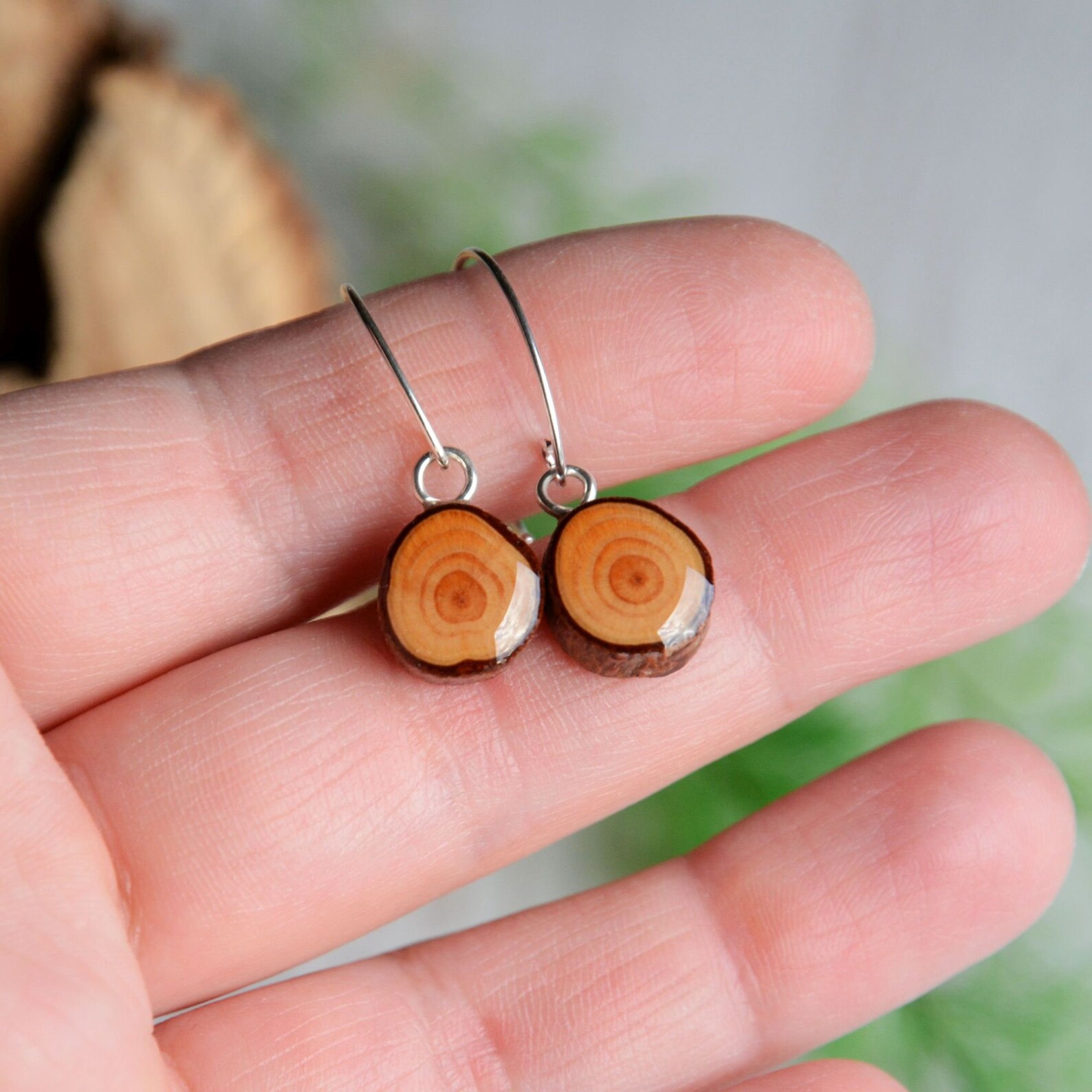 Natural Wood Dangle Earrings Organic Wood Tree Branch Etsy