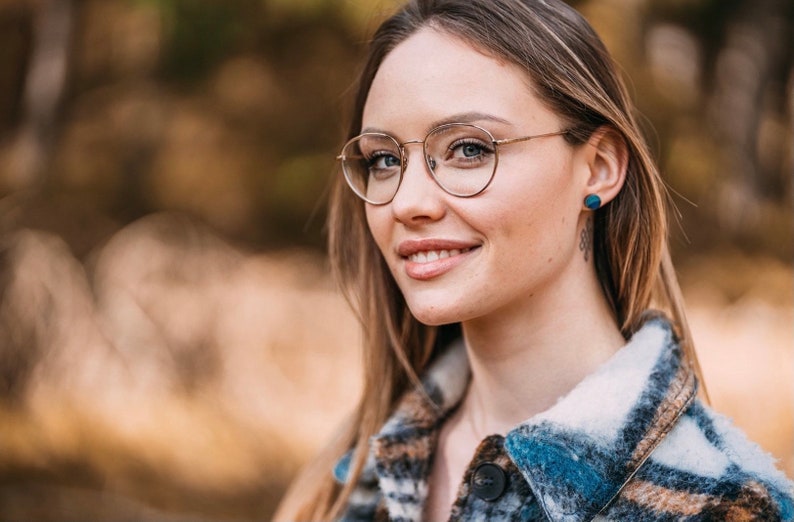 Shades of blue ocean earrings, tiny blue and teal up cycled wood ear studs made from recycled tree branch with sterling silver posts jewelry image 3