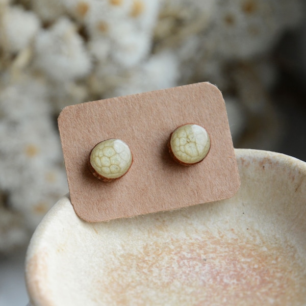 Gray ear studs, Miniamal hand painted jewelry from wood and silver, Normcore earrings