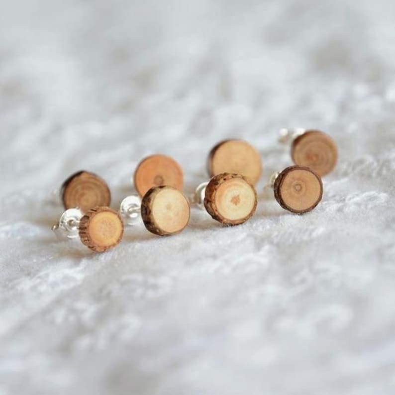 Mens stud earring one singular earring for men men wood post Etsy