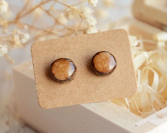 Oak wood ear studs with cute natural star, Woodland forest jewelry, Reclaimed timber jewelry, Nature lover gift idea, Symbol of strength