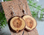 Statement wood earrings, Natural dangle earrings, Organic wood jewelry, Woodland forest gift ideas, Wild natural Free spirit jewelry