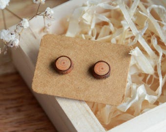 Men earrings, Raw wood ear studs, Minimalist wooden post earrings, Eco friendly earrings, Earthy organic wood jewelry