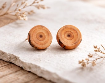 Minimalistische erdige Ohrringe, Organische Holzohrstecker, Rohe Holzohrstecker, Naturholzschmuck aus der Natur, Rustikale Herrenohrringe