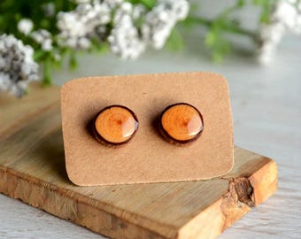 Unisex wood ear studs made of reclaimed timber, Reclaimed twig earrings, Woodland gift, Nature lovers woody stocking stuffer