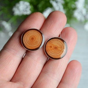 Large reclaimed wood earrings in sterling silver, Statement forest jewelry made by nature