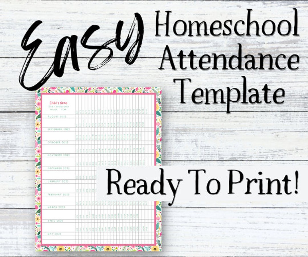 Homeschool Attendance Canva Template - Floral - Etsy