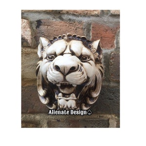 Gargoyle  wall plaque  &quot;Lions Head&quot; Stone Gargoyle for indoors or for the garden