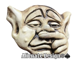 Stone Gargoyle  face "SNIFFER"  wall plaque for indoors or for the garden
