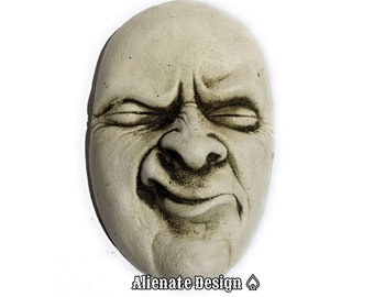 Gargoyle face plaque "SNARL" Stone wall mask for indoors or for the garden