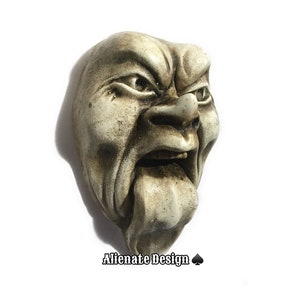Stone Gargoyle plaque "BIG TONGUE" Suitable for indoors or for the garden