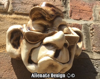 Wall mounted Gargoyle ... "POPS”....Stone Gargoyle  for indoors or for the garden