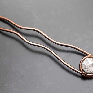 Boho Copper Hair Fork,Rustic copper hair fork ,boho style, gemstone  Hair Accessories, Metal Hair Stick,