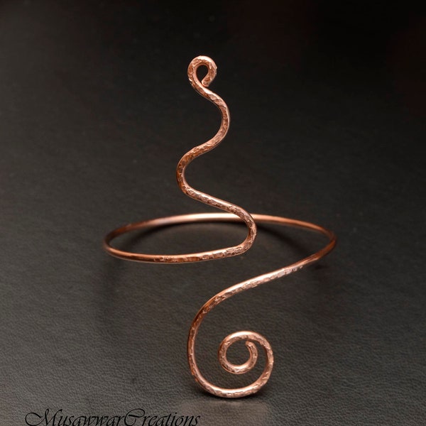 Handmade Copper Armlet, snake design upper arm cuff bracelet, copper armband , Arm Cuff jewellery,