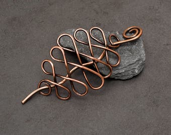 Antique Copper Hair Slide – Handcrafted Loop Design Hair Accessory, Boho Bun Holder