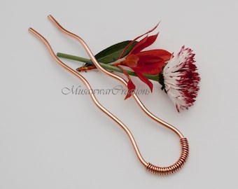 Simple copper Hair Fork, thick guage Copper Hair u shape fork, Copper Hair fork,Copper wavy Hair fork.hair bun holder,