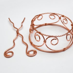 Copper Spiral bun cuff ,hair bun holder,hair bun ,hair slide , hair bun holder,copper hair bun holder,wire wrapped bun holder