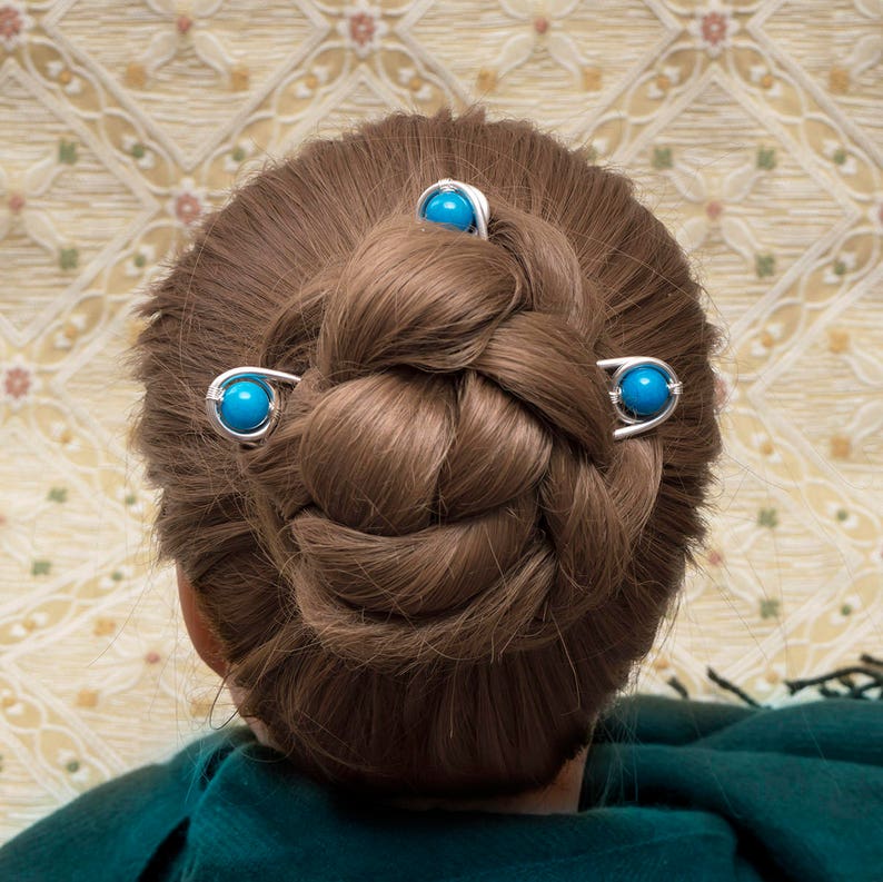 3 Hair Bun Pins Heavy Duty Silver Hair Pins Thick Guage Etsy UK