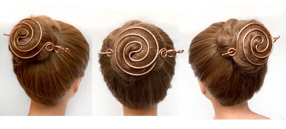 Copper Hair Bun Holder Hair Bun Slide Hair Bun Etsy
