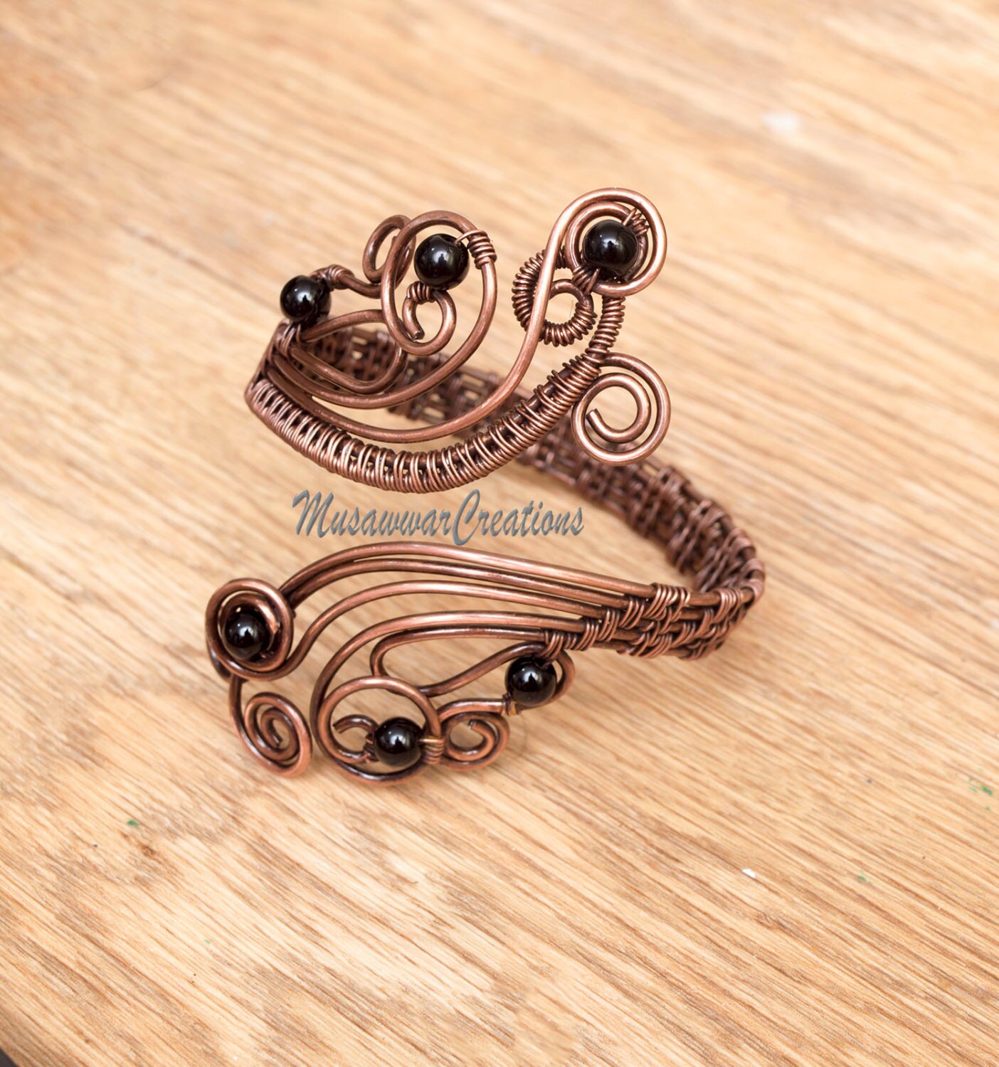 Antique Copper Wire wrapped bracelet.cuff bracelet. Handmade Etsy