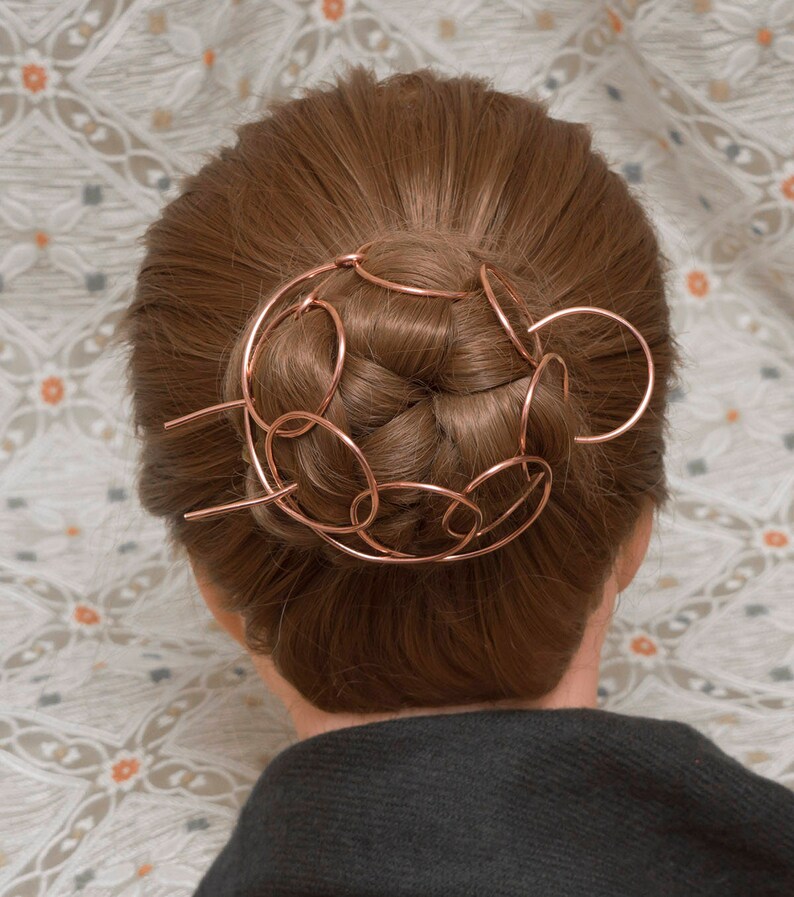 Copper Spiral bun cage hair bun holderHair Clip Hair Bun Etsy
