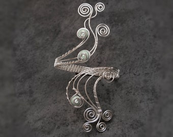 Bruiloft Sieraden, Verzilverde arm manchet, Zilveren wervel ontwerp Bovenarm, zilveren armboei, roze schaal parel zilver vergulde arm manchet,