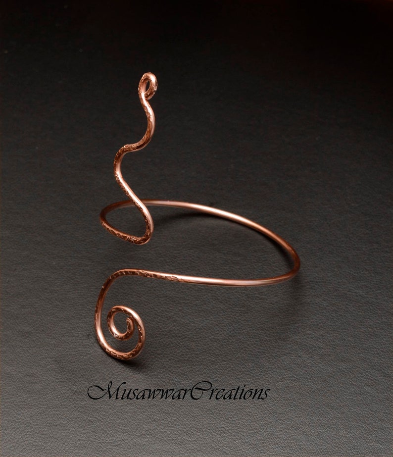 Handmade Copper Armlet, Snake Design Upper Arm Cuff Bracelet, Copper ...