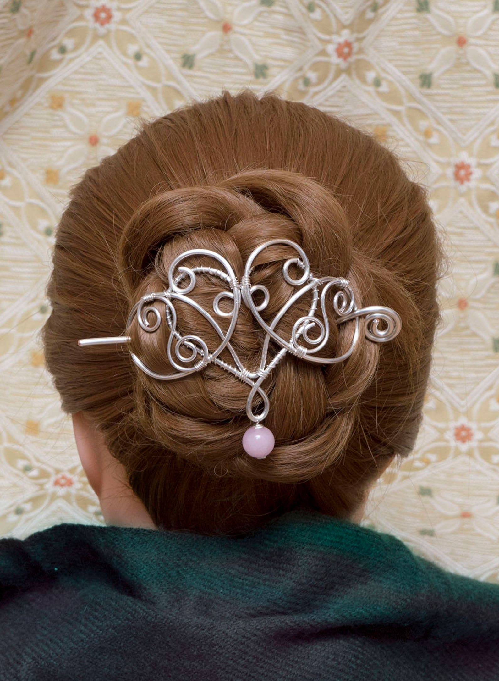 Bridal Hair Bun Slide Wire Wrapped Silver Hair Barrette Hair Etsy