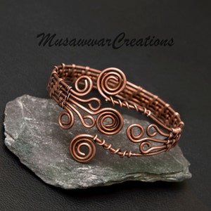 Copper Wire wrapped bracelet.cuff bracelet. Handmade bracelet cuff ,bohemian design . Antique copper wire wrapped jewelry