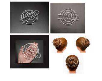 Handmade Silver plated  Spiral bun cage ,hair bun holder, silver wire hair bun holder.