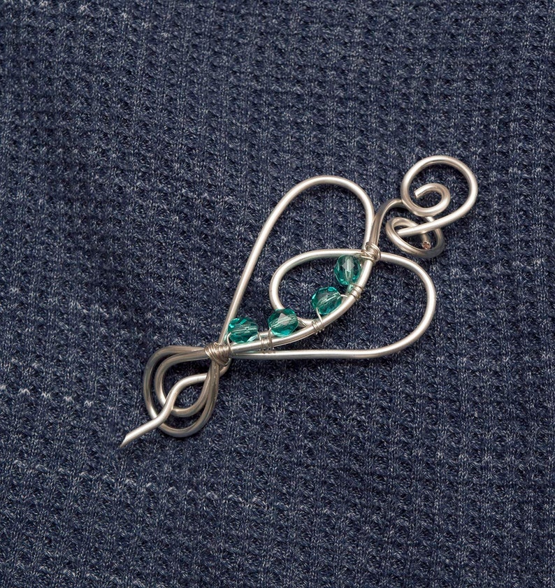 Silver shawl pin,silver wire heart shape pin sweater brooch,scarf brooch
