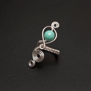 Wire wrapped gemstone ring, Silver plated copper adjustable ring, Gemstone Copper ring.