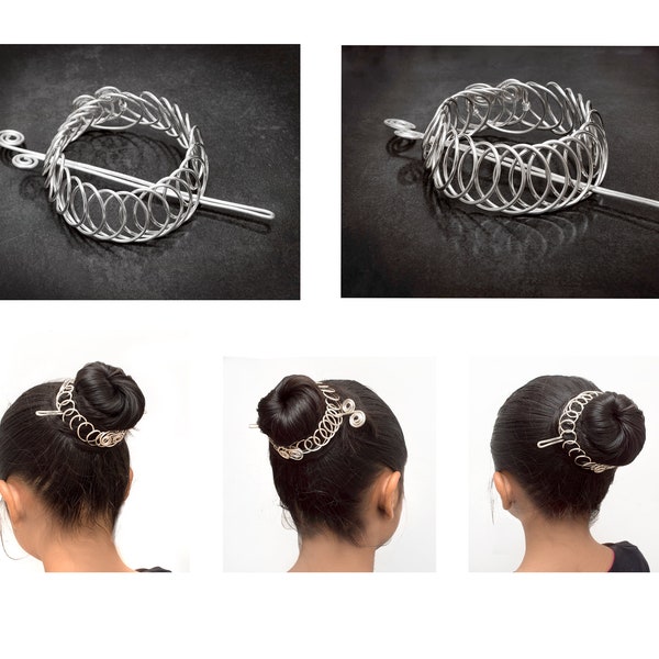 Glissière argentée de chignon de cheveux, support de chignon, bâton de cheveux, support de chignon de cheveux celtique, fabricant de chignon de cheveux accessoire, bâton, support de chignon de cheveux.